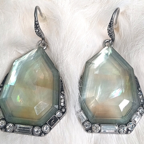 Chloe+Isabel Drop Earrings Northern Lights Blue Mother of Pearl Abalone Rhodium - Picture 4 of 5